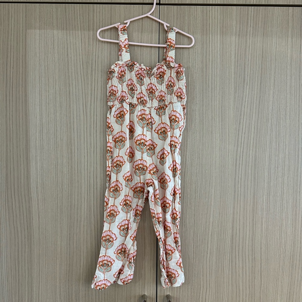 Zara Floral Romper - Cream, Orange, pink, green